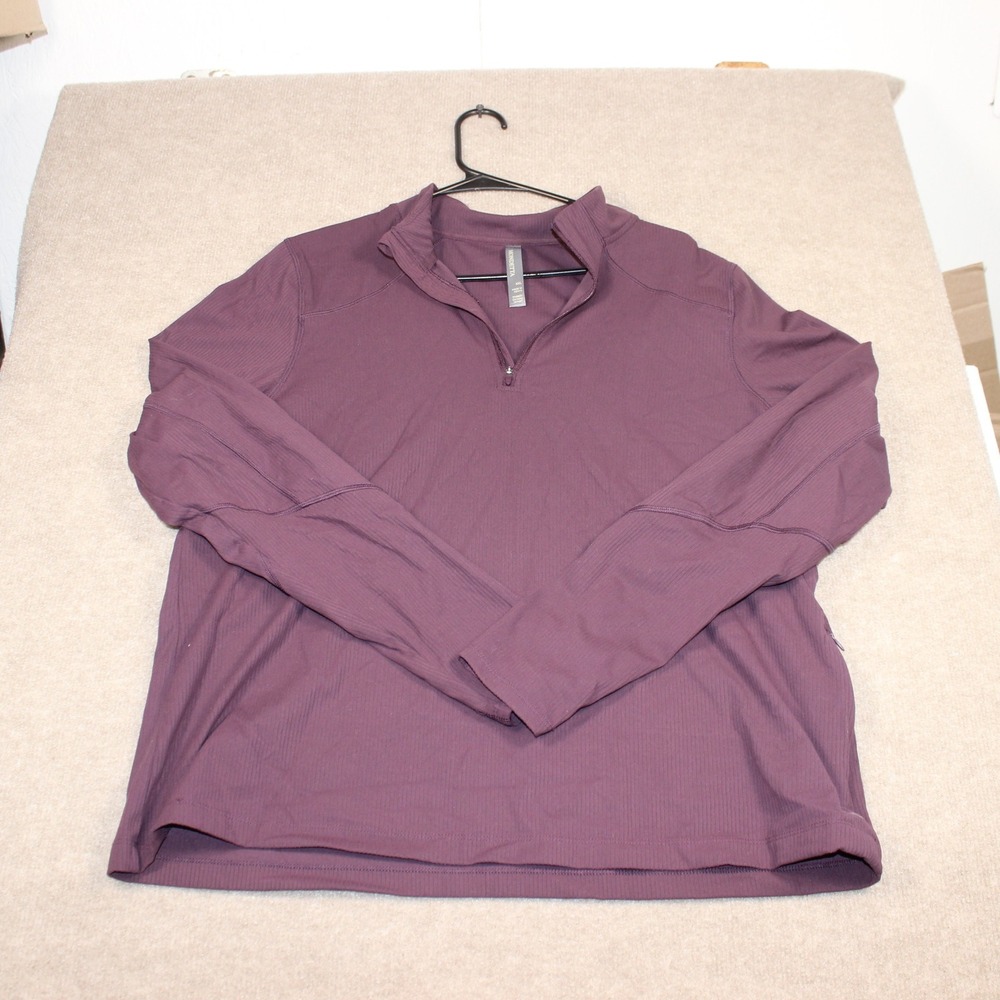 Mondetta Plum Purple Ribbed Quarter Zip Active Pullover Top XXL